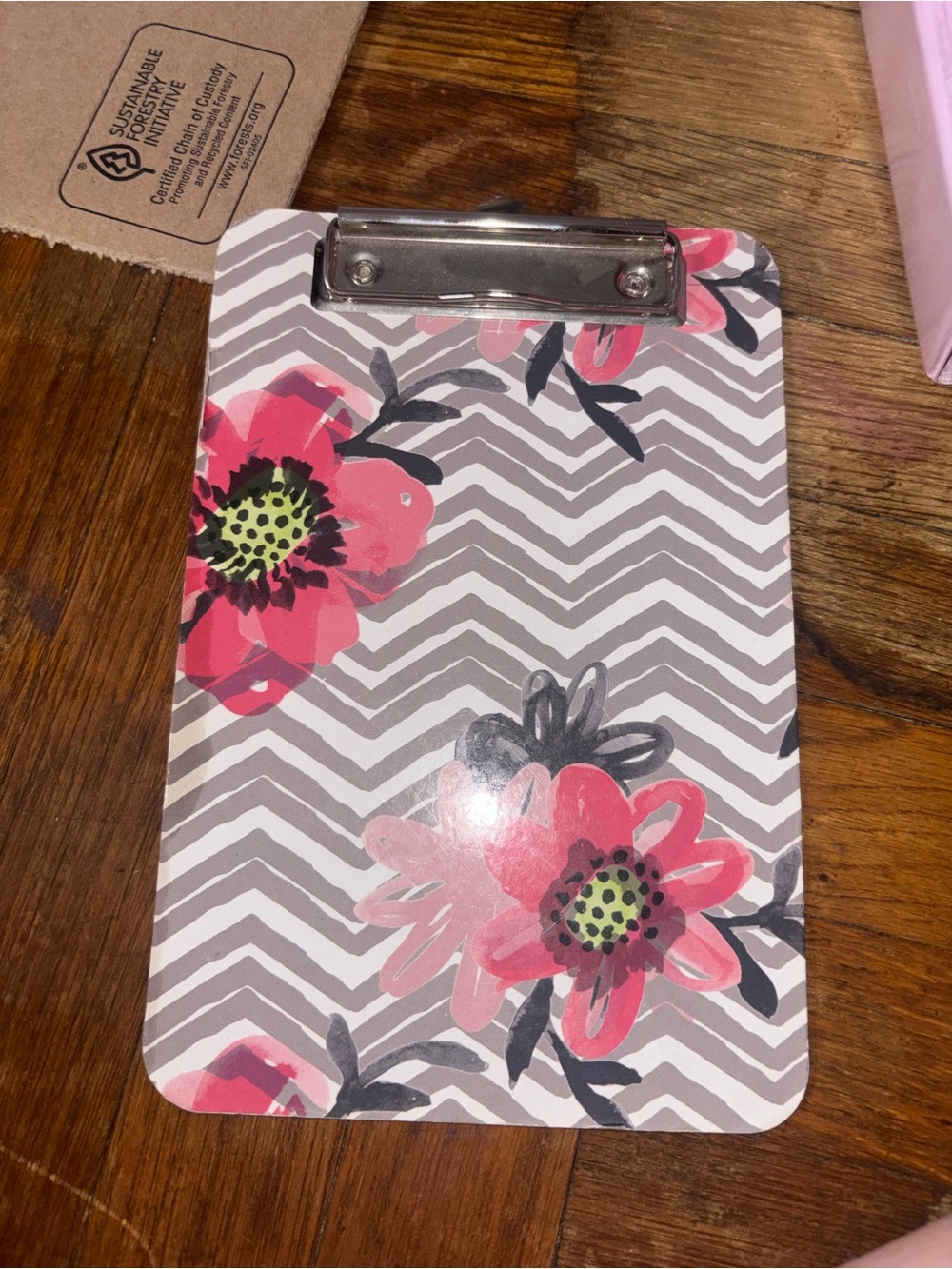 Floral Mini Clipboard in Pink and Gray